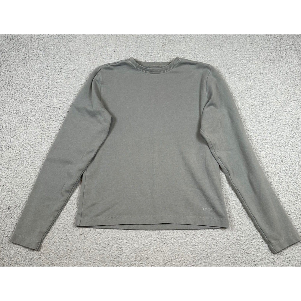 Patagonia Vintage 1999 Stretch Cotton Top Womens M Gray 90s Gorpcore Long Sleeve - Picture 11 of 16